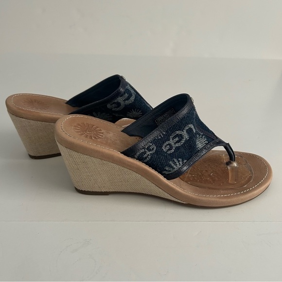 UGG Solera Denim Logo Wedge Sandals | Size 8 - Picture 4 of 8